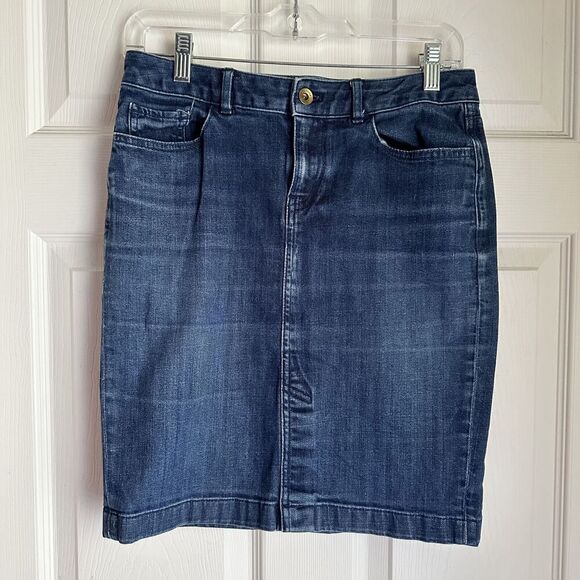 Banana Republic Straight Pencil Skirt Women's Size 26 Blue Denim 5-Pockets - Picture 1 of 6